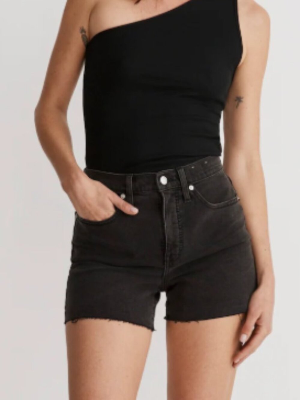 Madewell High-Rise Denim Shorts Lunar Wash Charcoal Black Size 24
